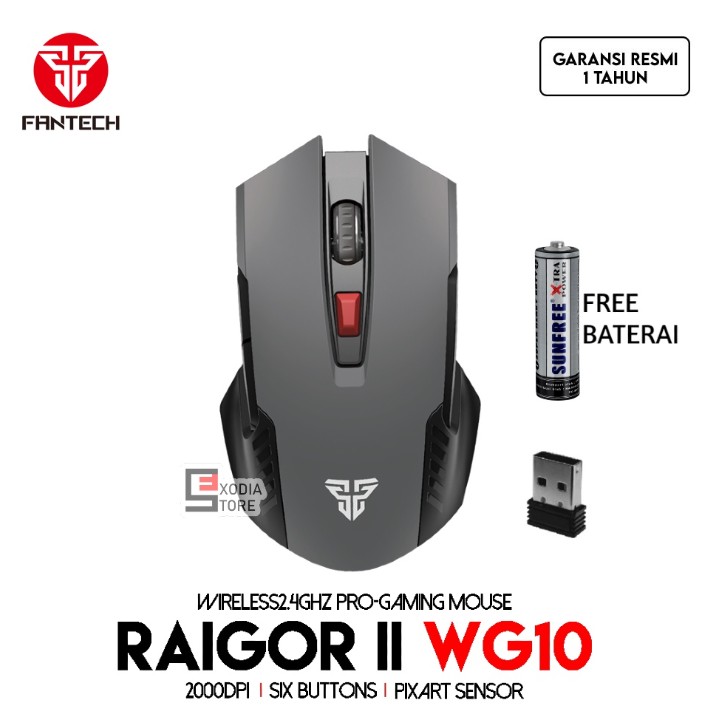 MOUSE WIRELESS FANTECH WG10 RAIGOR 2 GREY